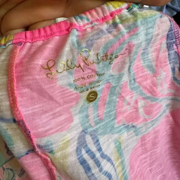 Lilly Pulitzer Multicolored Floral Fringe Blouse Top Size Small Hibiscus Print - Picture 5 of 6